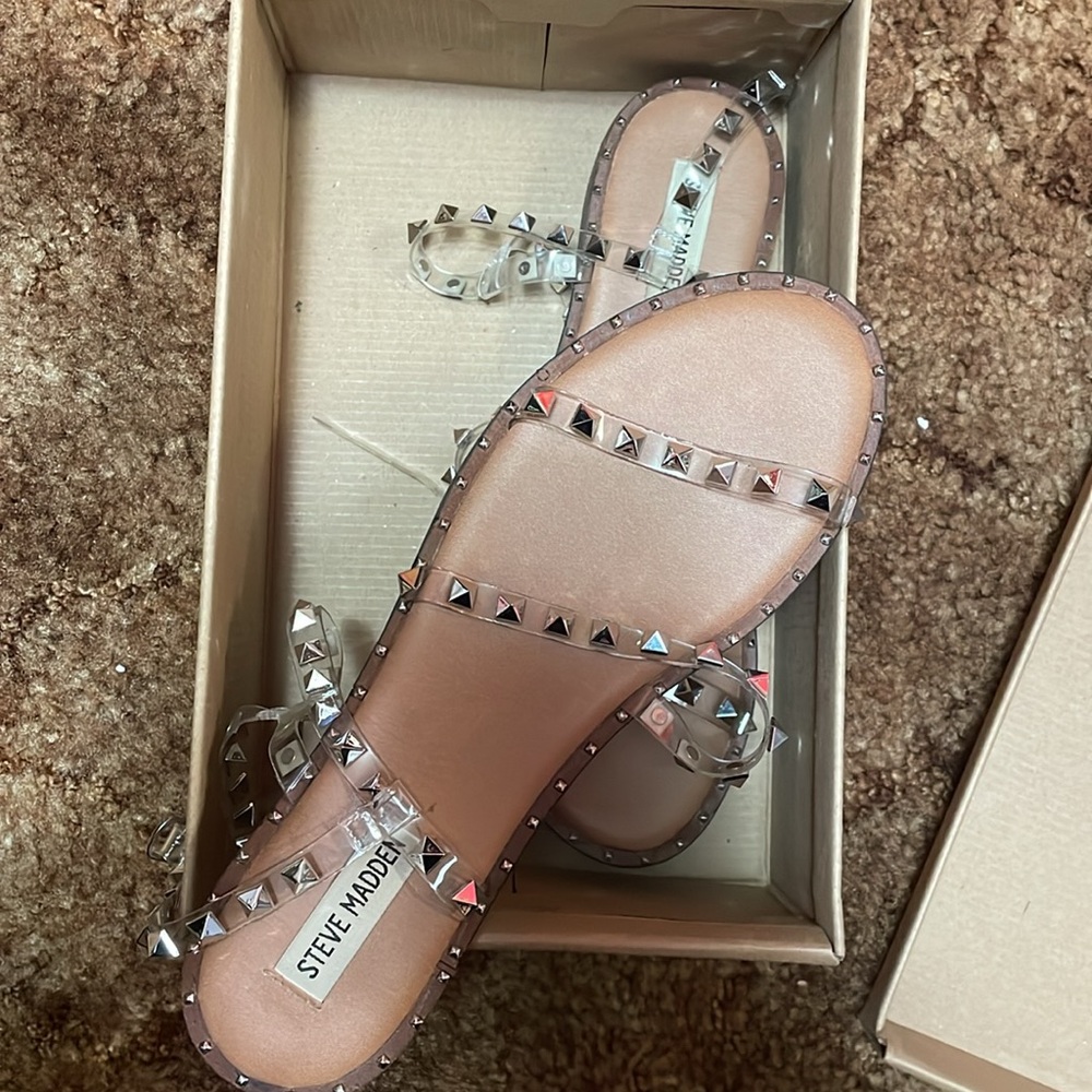 Steve Madden clear sandals with studs